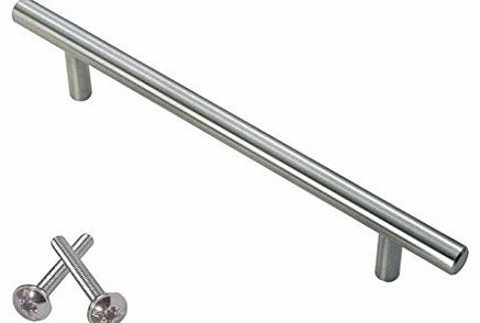 T-bar Kitchen Furniture Handle 96mm hole centres, Bedroom,cupboard door handles, Brushed Steel