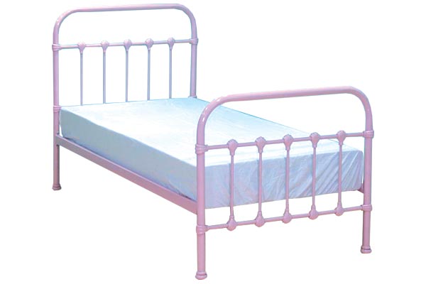 Darwin Pale Pink Metal Bed Frame Single 90cm