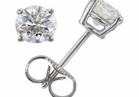 Classical 9 ct White Gold Solitaire Diamond Stud Earrings Brilliant Cut 0.50 Carat JK-I2 - 4mm*4mm