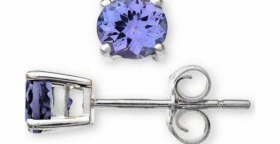 Modern Platinum 950 Ladies Solitaire Stud Earrings with Tanzanite 1.00 Carat - 5mm*5mm