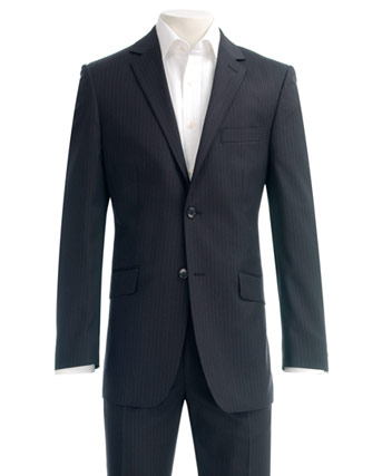 Ben Sherman Black Textured Shadow Stripe Suit