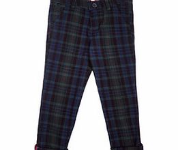 Boys 8-15yrs green tartan trousers