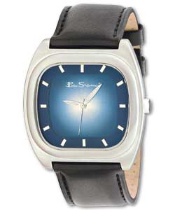 Gents Black Leather Strap Watch