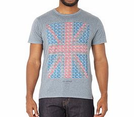 Grey flag print pure cotton T-shirt