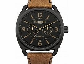 Ben Sherman Mens Black and Tan Leather Strap Watch