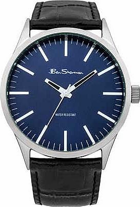 Mens Black Strap Blue Dial Watch