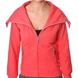 Womens Flashy Zip Thru Sweatshirt -Coral Red