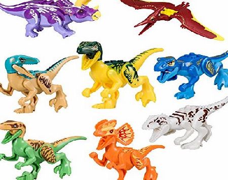 BeneGlow 8 Set Lifelike Mini Dinosaur Building Block Figures Toy (One Size, New Version)