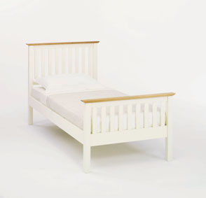 Alaska 3ft Single Ivory/Oak Wooden Bedstead