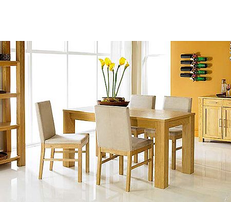 Cuba Oak Rectangular Dining Set with Upholstered