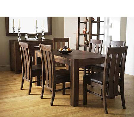 Lyon Walnut Rectangular Dining Set with Slatted