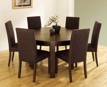 Lyon Walnut Round Dining Set with Upholstered