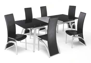 Tavoli Dining Set with Black Glass