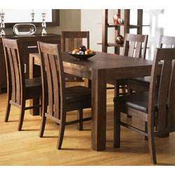 Lyon Walnut Small Dining Table & 6 Slatted Back