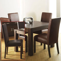 Lyon Walnut Square Dining Table & 4 Large