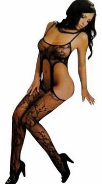 Lingerie Sexy Jacquard Mesh Bodystocking Body Stocking Bodysuit Black