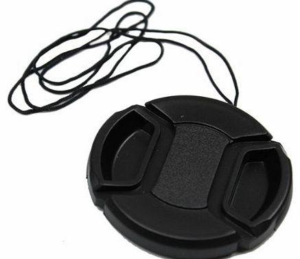 52mm Center Pinch Snap On Lens Cap Cover + Strap Camera Canon Nikon