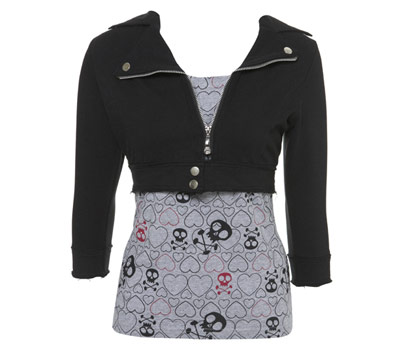 2 in 1 skull print biker jacket