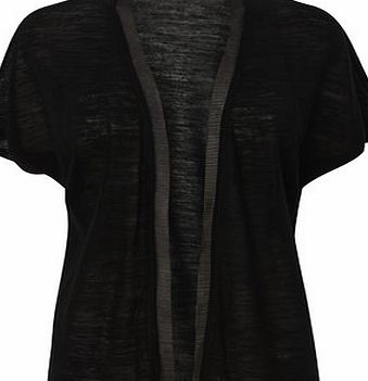 Black Chiffon Trim Cardigan, black 588528513