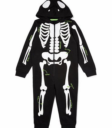 Boys Black Skeleton Dress Up Onesie, black