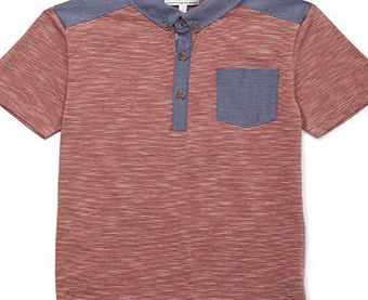 Bhs Boys Chambray Stripe Collar Polo Shirt, red