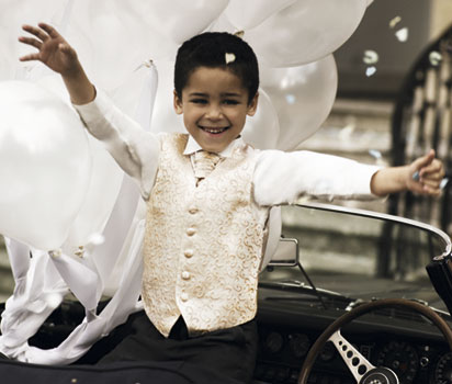 Boys champagne waistcoat and cravat