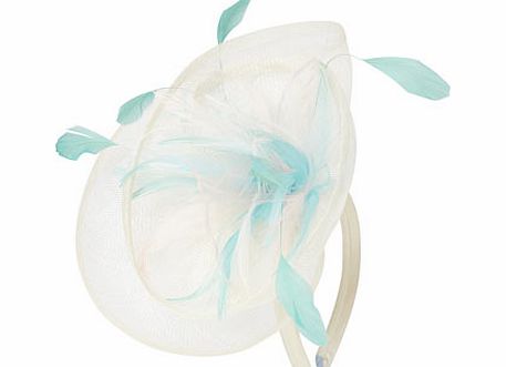 Cream Multi Feather Flower Disc Fascinator,