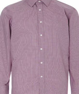 Bhs Dark Pink Check Cotton Regular Fit Long Sleeve