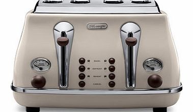 Delonghi Vintage Icona Beige 4 Slice Toaster,