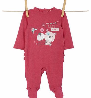 Girls Baby Girls Bear All In One, dark pink