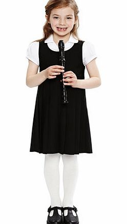 Girls Black Junior Girls Pleated School Pinafore