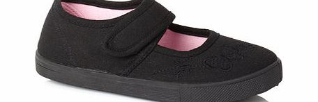 Girls Black Mary Jane Plimsolls, black 1111218513