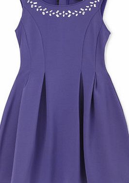 Girls Cobalt Scuba Jewelled Dress, cobalt