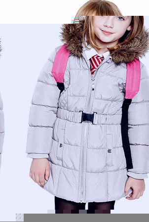 Girls Girls Grey Long Padded Coat, grey 1099190870