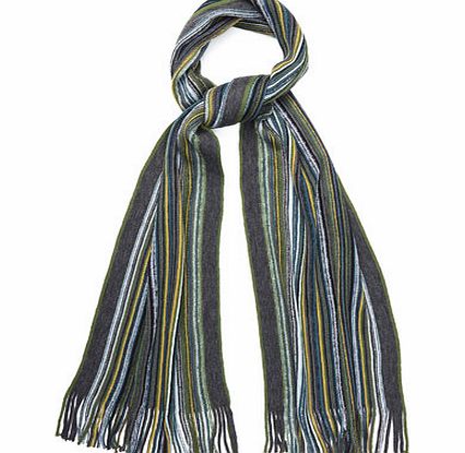 Green Stripe Rochelle Knit Scarf, Green