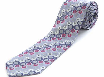 Grey and Pink Circle Woven Tie, Grey BR66D21EGRY
