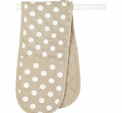 Large Beige Spot Double Oven Gloves, beige