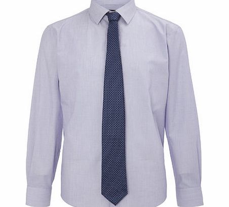 Bhs Lilac Texture Regular Fit Shirt and Navy Tie