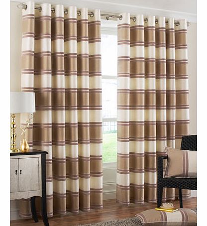 Natural Horizon Stripe Eyelet Curtain, natural