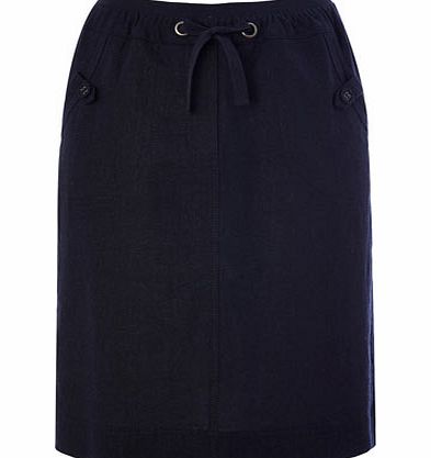 Bhs Navy Linen Blend Skirt, navy 2206620249