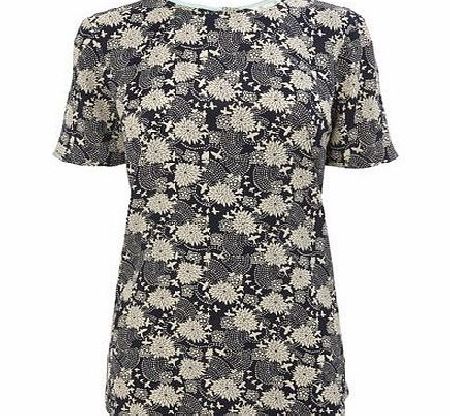 Bhs Navy Print Zip Back Tee, navy print 3391761555