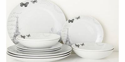 Paris 12 Piece Dinner Set, grey/white 9546447582