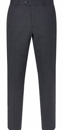 Plain Navy Flat Front Sharkskin Trousers, Blue