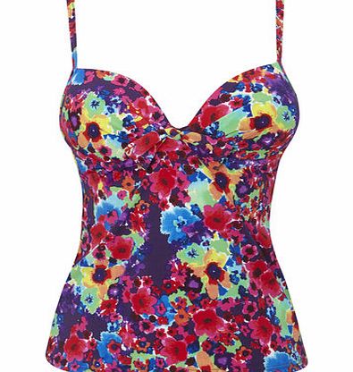 Bhs Purple Multi Photo Floral Tankini Top, purple