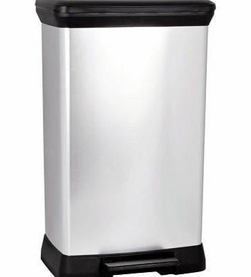 Silver Curver 50L Deco Pedal Bin, silver