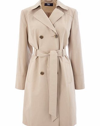 Bhs Stone Double Breasted Belted Trench Coat, stone