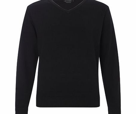 Bhs Tipped V Neck Black Jumper, Black BR53M02EBLK