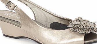 Bhs TLC Metallic Wide Fit Flower Formal Wedge