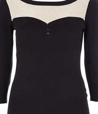 Bhs Wallis Black Sweetheart Neck Top, black