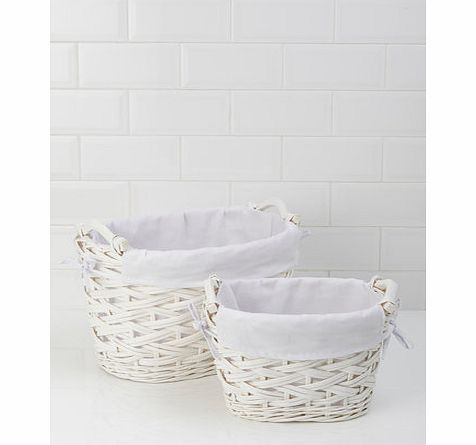 Bhs White chunky willow heart set of 2 baskets,